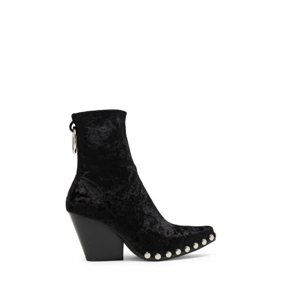 Jeffrey Campbell Walton Studded Bootie Black Velvet Silver Womens Size 5 - Picture 1 of 14
